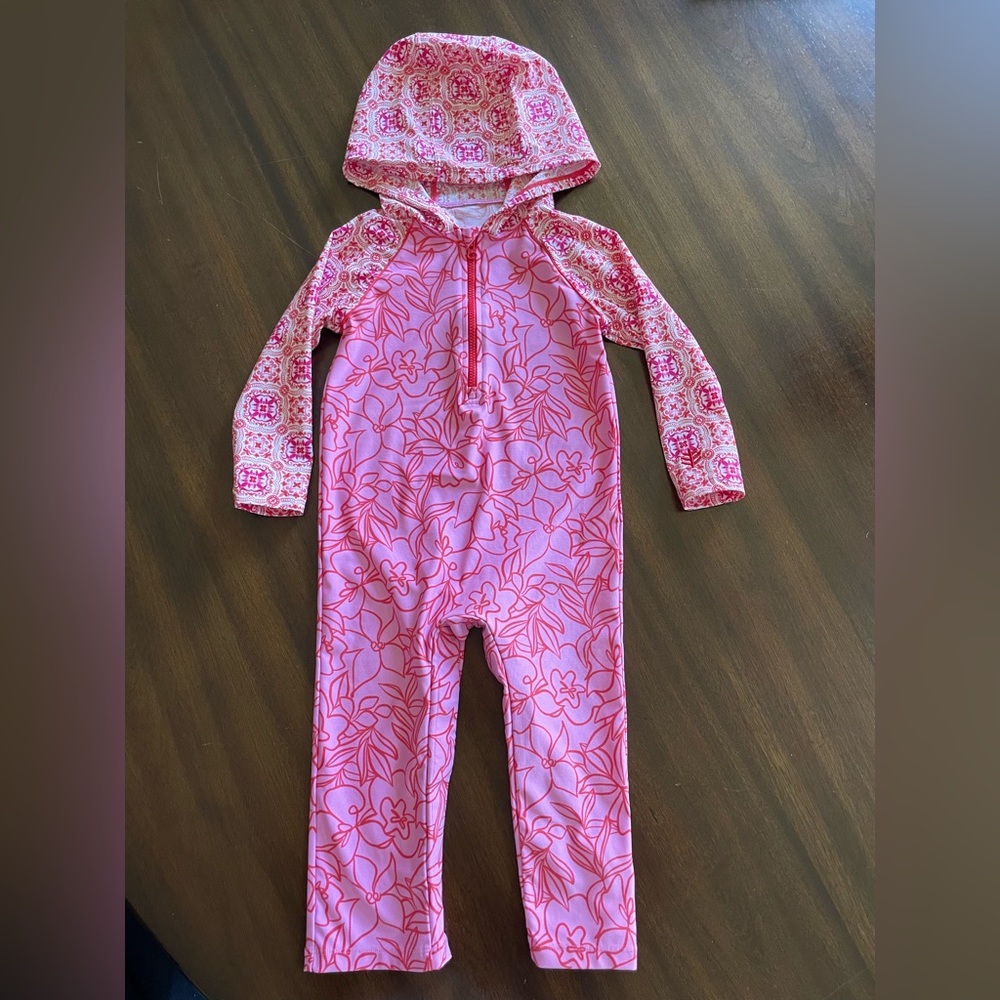 Baby Girl/Toddler Coolibar One Piece Hooded Rashguard Swimsuit UPF 50+